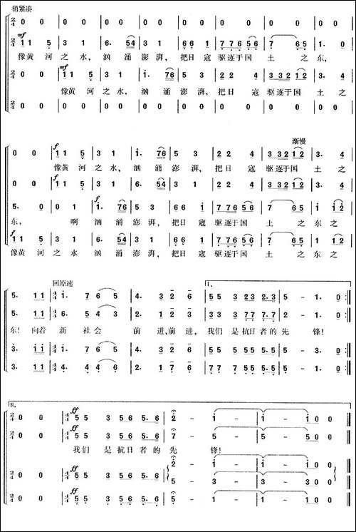 抗日军政大学校歌-合唱曲谱