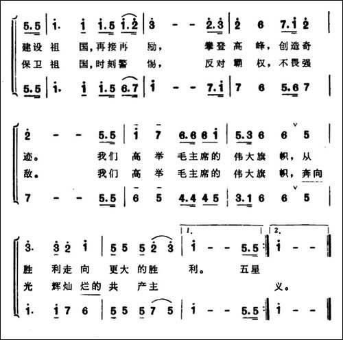 五星红旗从东方升起-合唱曲谱