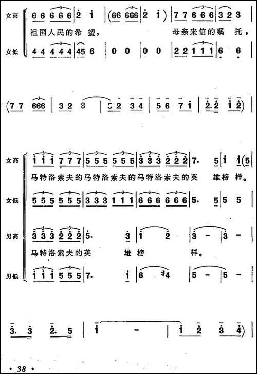 不朽的战士黄继光-《黄继光大合唱》第二曲-合唱曲谱