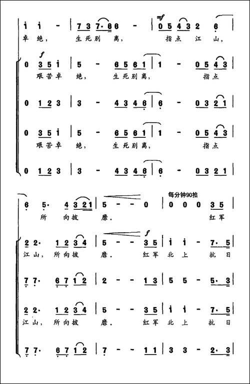 大会师-电影《大会师》主题曲-合唱曲谱