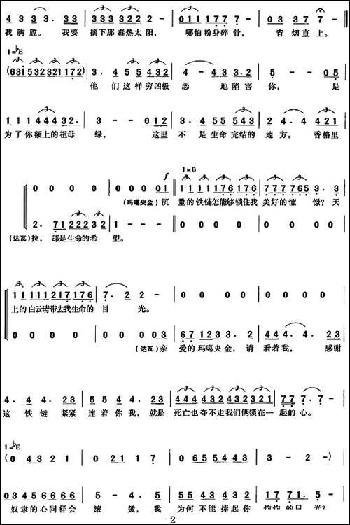 玛噶央金与达瓦的二重唱-音乐剧《香格里拉》选曲-合唱曲谱