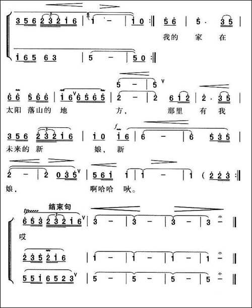 我的家在太阳落山的地方-合唱曲谱