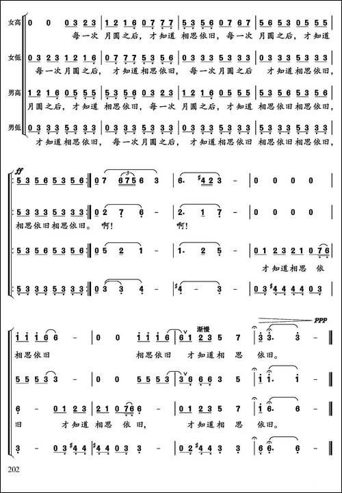 月圆之后-张名河词-涧泉曲、无伴奏合唱-合唱曲谱