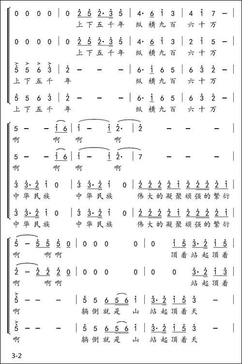 中华民族--翟凤岗词-臧云飞、王锐曲-合唱曲谱