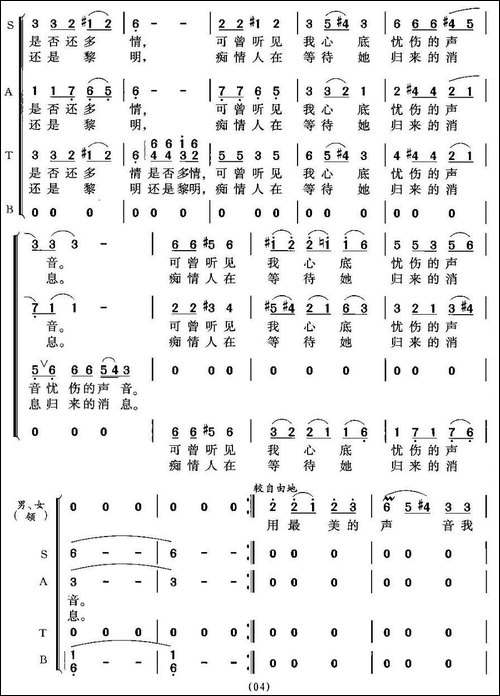 血色浪漫-同名电视剧片尾曲-合唱曲谱