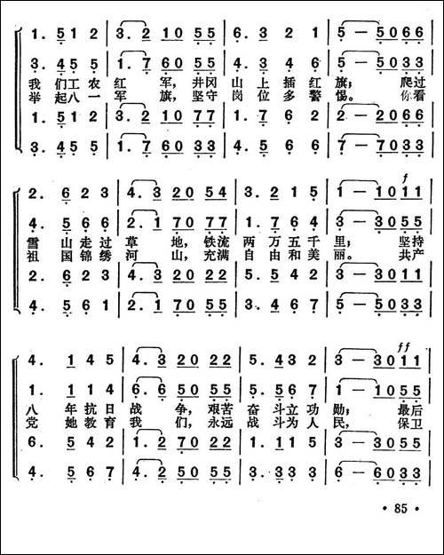 人民战士进行曲-合唱曲谱