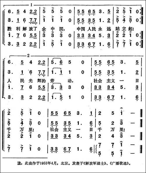 人民战士进行曲-合唱曲谱
