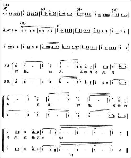 前进，英雄的民兵-合唱曲谱