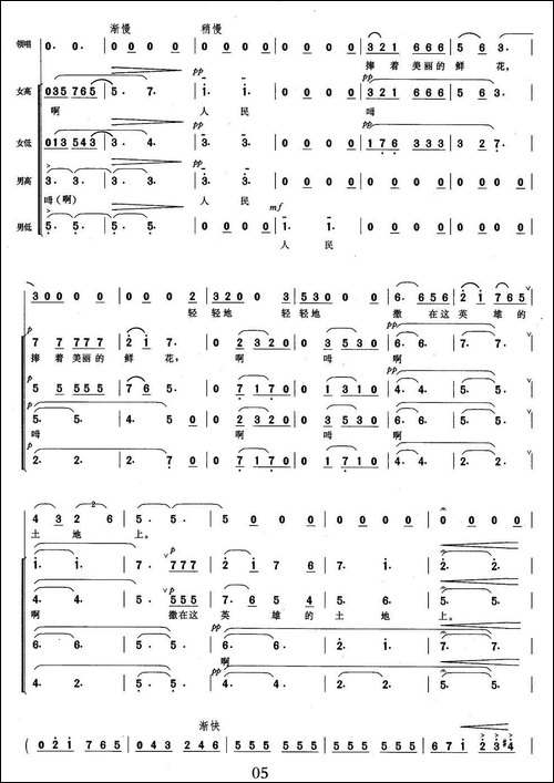 我站在铁索桥上-女高音领唱、混声合唱-合唱曲谱