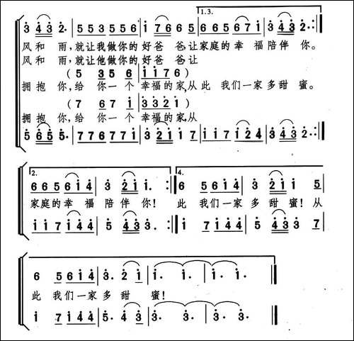给你一个家-三口之家表演唱-合唱曲谱