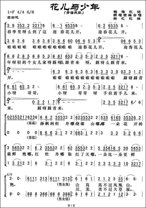 花儿与少年-群之改编版-合唱曲谱