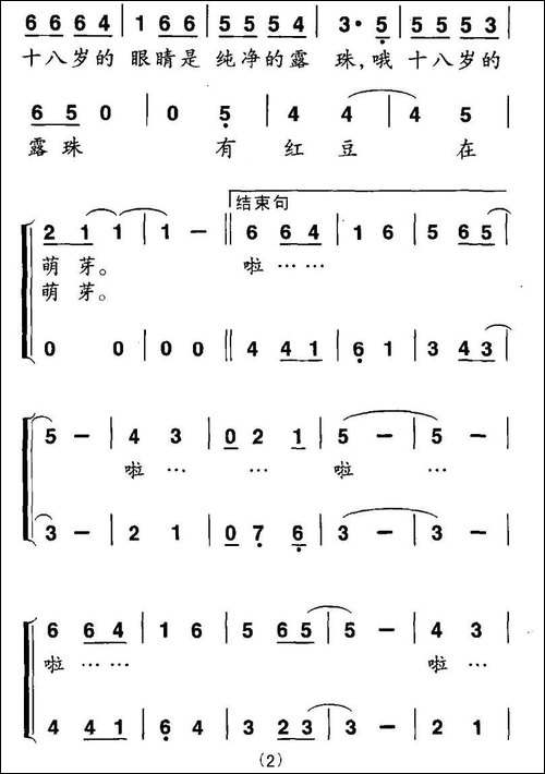 十八岁的眼睛-合唱曲谱