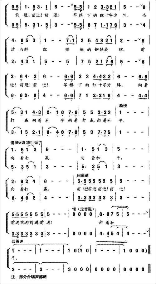 前进，军旗下的红十字方阵-合唱曲谱