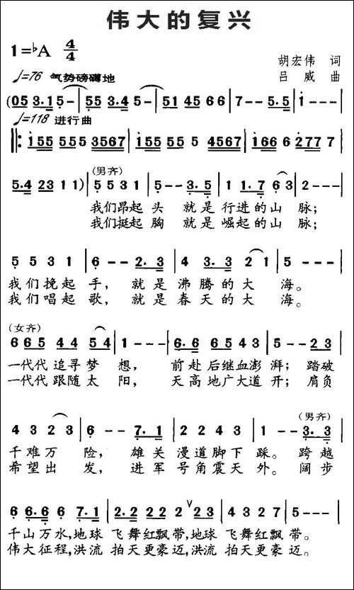 伟大的复兴-合唱曲谱