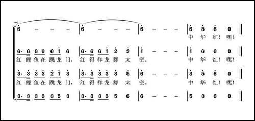 中华红-合唱曲谱