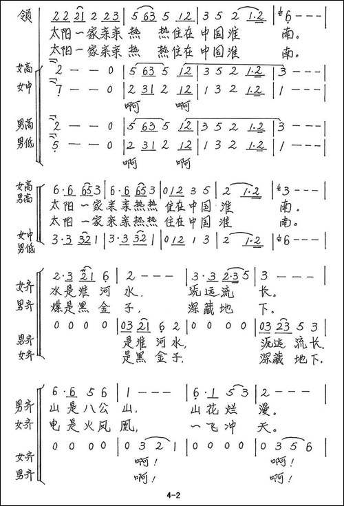 太阳家园-合唱曲谱