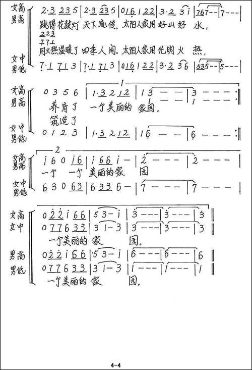 太阳家园-合唱曲谱