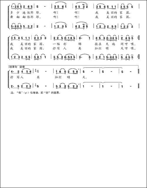 我美丽的家园-潘琦词-乔刚曲、二重唱-合唱曲谱