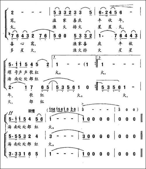 渔火放歌-合唱曲谱
