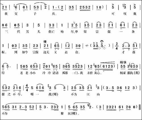一句话恼得我火燃双鬓-《杨门女将》佘太君唱段-黄梅戏谱