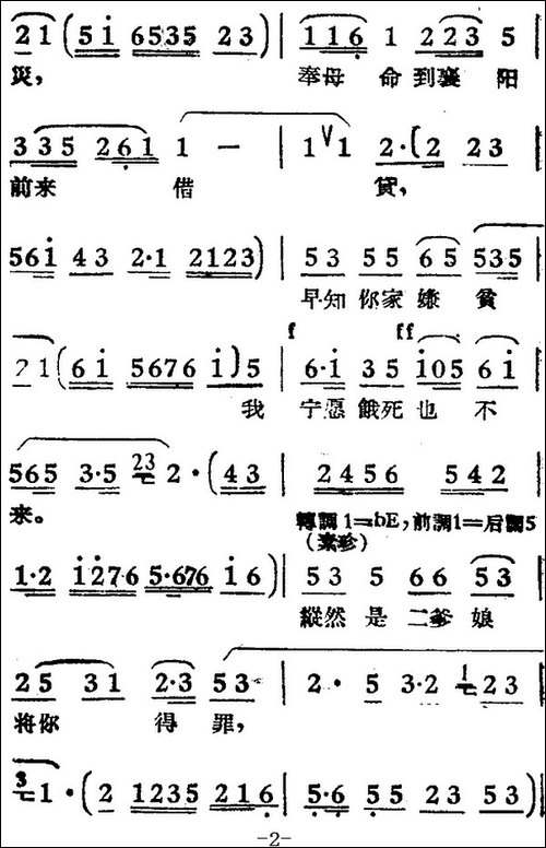 断肠人送断肠人-电影《女驸马》选曲、冯素珍、李兆廷唱段-黄梅戏谱