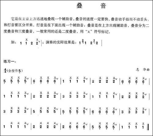 葫芦丝技巧练习之四：叠音练习-葫芦丝谱