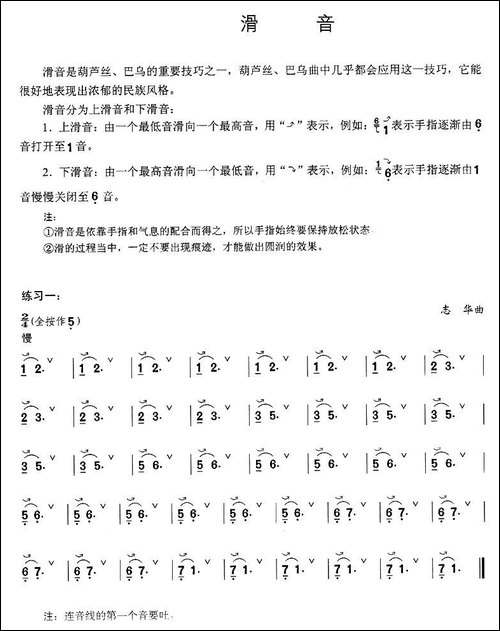 葫芦丝技巧练习之七：滑音练习-葫芦丝谱