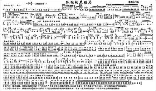 孤独的黑骏马-技巧谱-葫芦丝谱