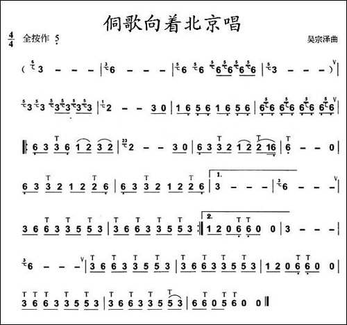 侗歌向着北京唱-葫芦丝谱