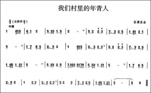 我们村里的年轻人-葫芦丝谱