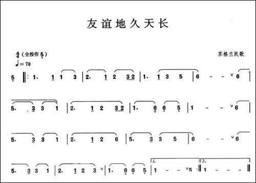 友谊地久天长-葫芦丝谱