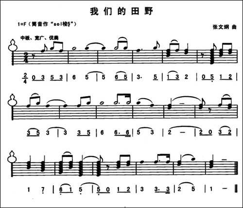 我们的田野-线简谱混排版-葫芦丝谱