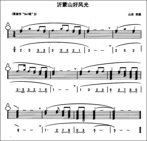 沂蒙山好风光-线简谱混排版-葫芦丝谱