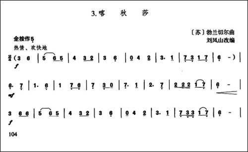 喀秋莎-葫芦丝谱