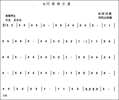 闪烁的小星-葫芦丝谱