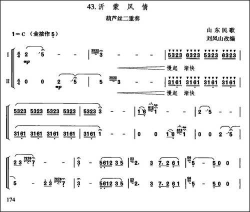 沂蒙风情-二重奏-葫芦丝谱