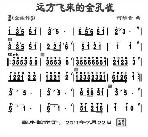 远方飞来的金孔雀-刘慧淑制谱版-葫芦丝谱
