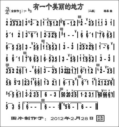 有一个美丽的地方-刘慧淑制谱版-葫芦丝谱