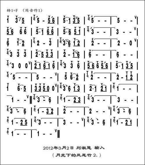 月光下的凤尾竹-刘慧淑制谱版-葫芦丝谱