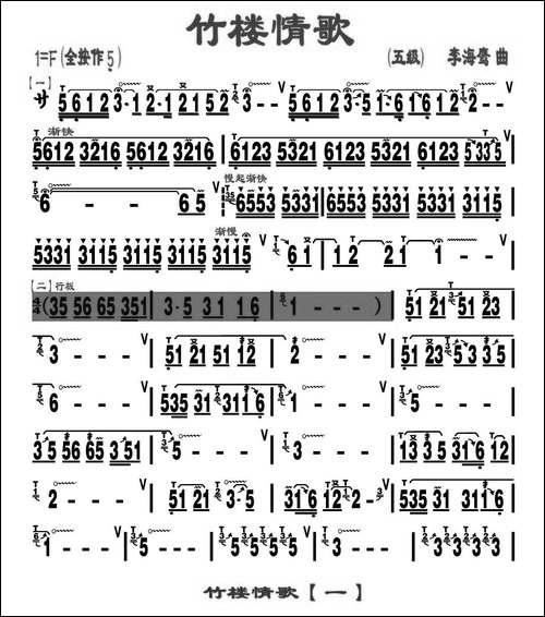竹楼情歌-李海鹰曲、刘慧淑制谱版-葫芦丝谱