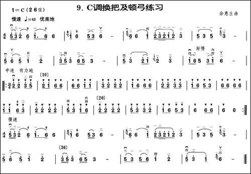 二胡C调换把与顿弓练习曲-胡琴