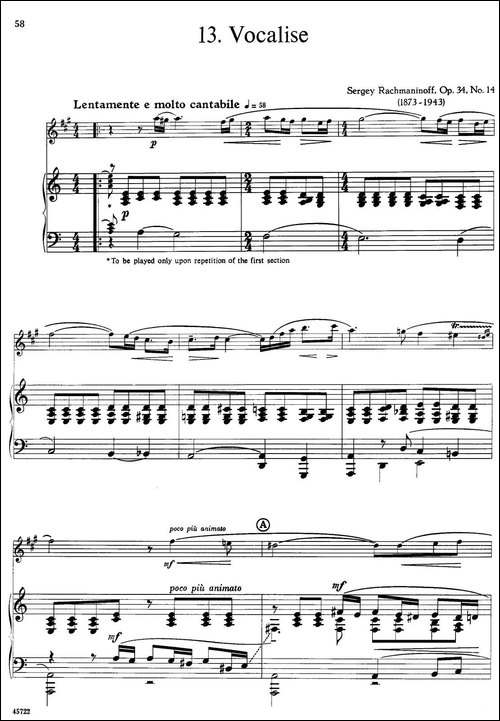 15首古典萨克斯独奏曲：13、Vocalise-中音萨克斯-胡琴
