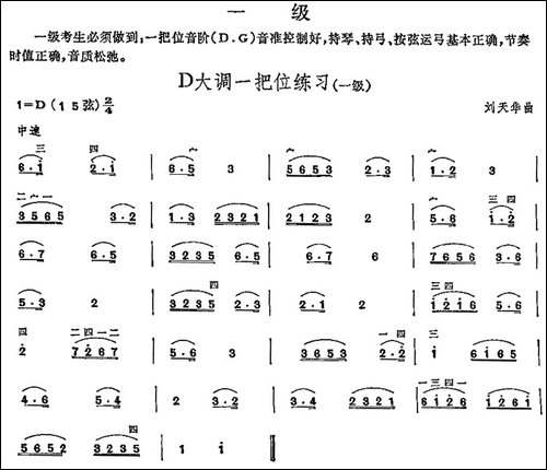 D大调一把位练习-中国二胡考级规定演奏曲-一级-胡琴