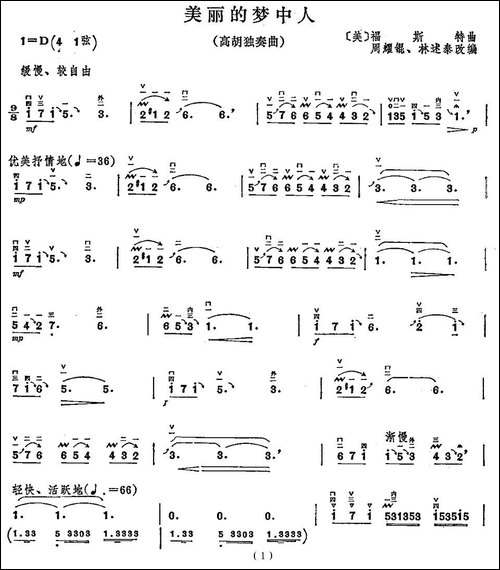 美丽的梦中人-高胡独奏-胡琴