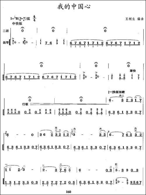 我的中国心-王树生编曲版、扬琴伴奏谱-胡琴