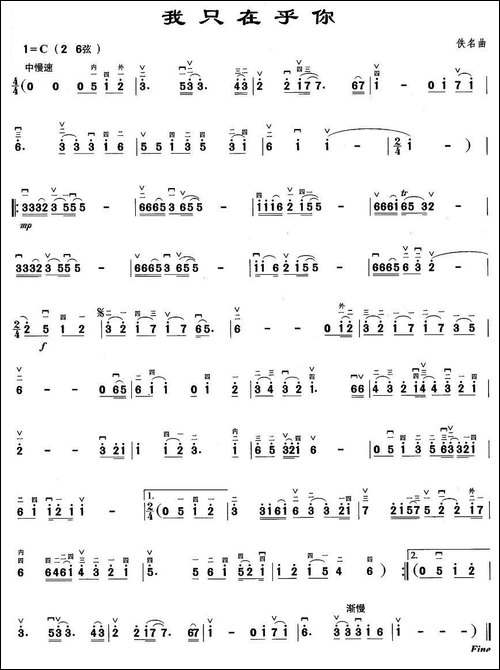 我只在乎你-胡琴
