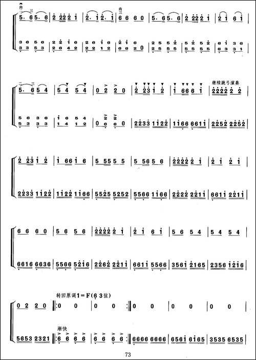大凉山狂想曲-扬琴伴奏谱-胡琴
