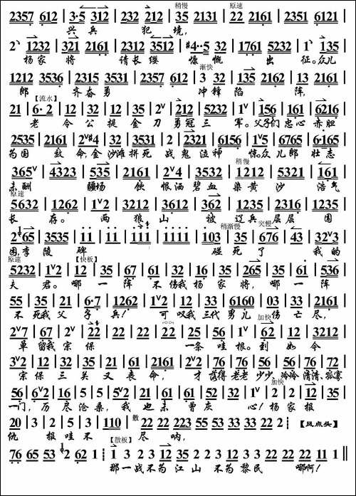 一句话脑得我火燃双鬓-《杨门女将》选段、京胡伴奏谱-京剧唱谱