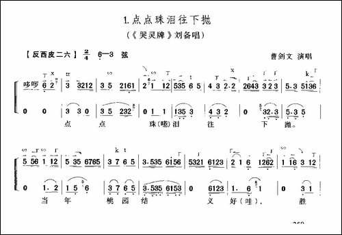 点点珠泪往下抛-《哭灵牌》刘备唱段-京剧唱谱
