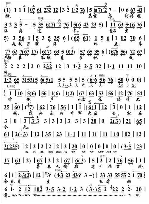 寻亲人哪顾得千难万险-《奇袭白虎团》崔大嫂唱段、琴谱-京剧唱谱